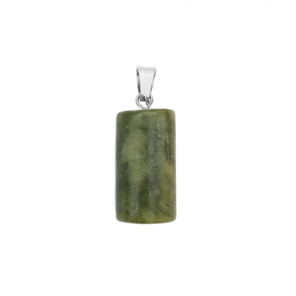Νεφρίτης (Nephrite) φυσικός ημιπολύτιμος λίθος κρεμαστός κύλινδρος 20x10mm Κύλινδρος Κρεμαστοί Λίθοι