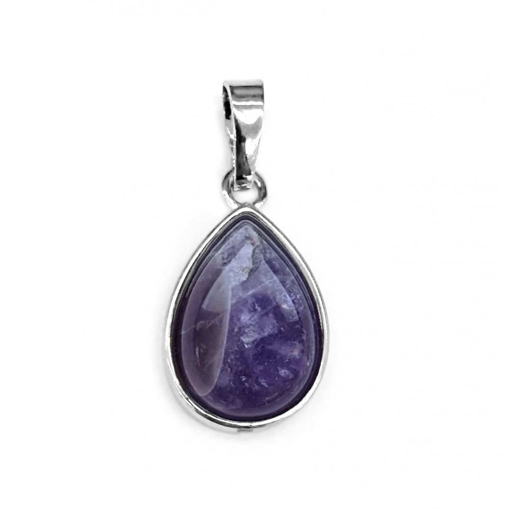 Αμέθυστος (Amethyst) φυσικός ημιπολύτιμος λίθος δάκρυ με καστόνι κρεμαστό 20x15mm Δάκρυ Κρεμαστοί Λίθοι