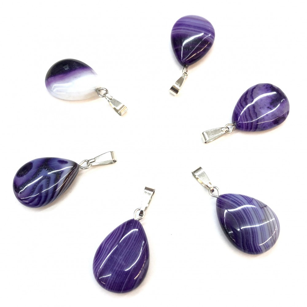 Αχάτης μωβ (Agate) φυσικός ημιπολύτιμος λίθος δάκρυ κρεμαστό 20mm / 25mm / 30mm Δάκρυ Κρεμαστοί Λίθοι