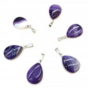 Αχάτης μωβ (Agate) φυσικός ημιπολύτιμος λίθος δάκρυ κρεμαστό 20mm / 25mm / 30mm Δάκρυ Κρεμαστοί Λίθοι