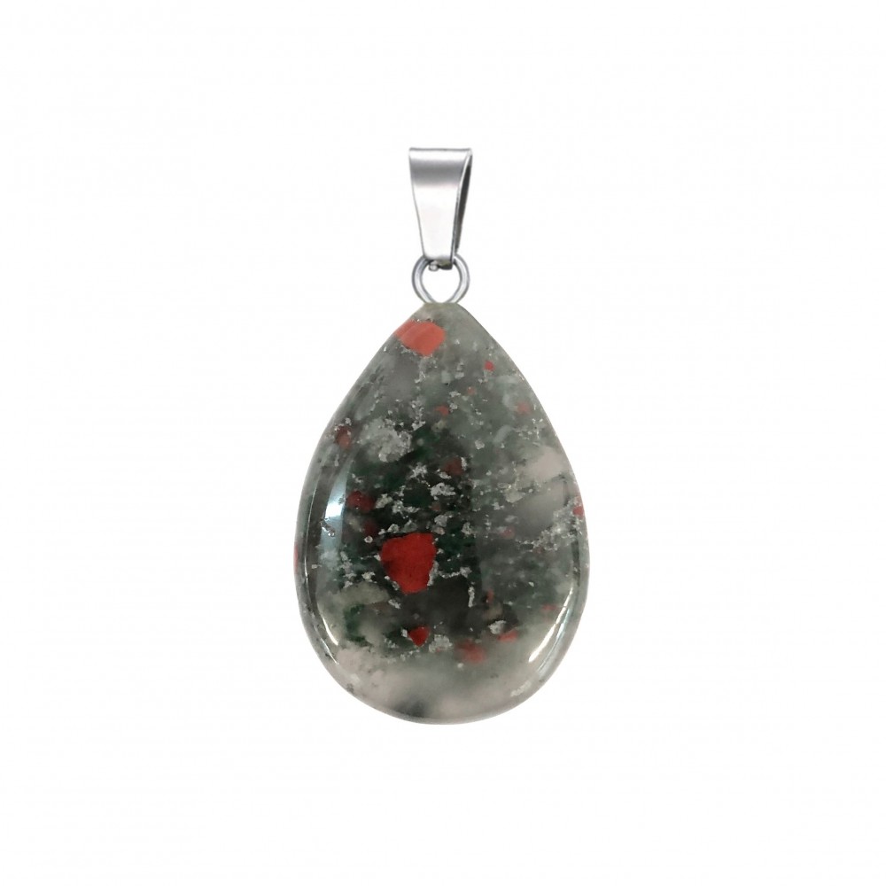 Αιματόπετρα (African Bloodstone) φυσικός ημιπολύτιμος λίθος δάκρυ κρεμαστό 20mm/ 25mm/ 30mm Δάκρυ Κρεμαστοί Λίθοι