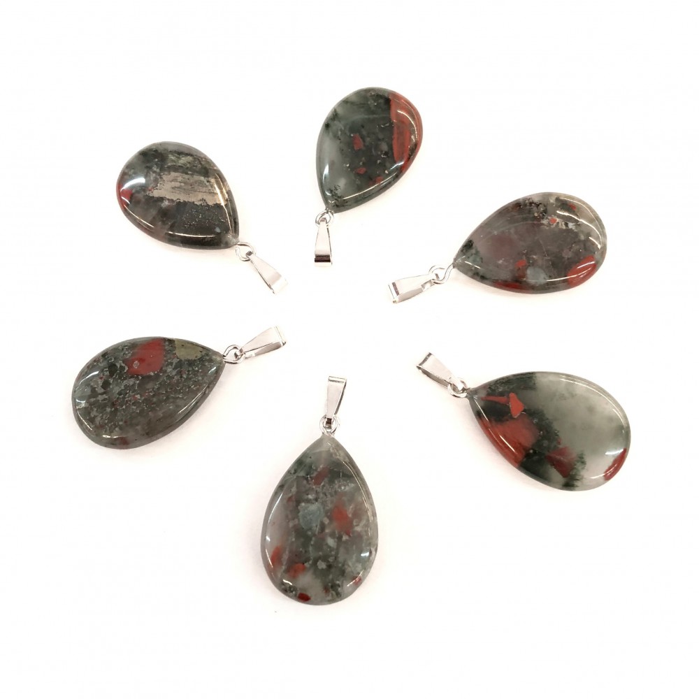 Αιματόπετρα (African Bloodstone) φυσικός ημιπολύτιμος λίθος δάκρυ κρεμαστό 20mm/ 25mm/ 30mm Δάκρυ Κρεμαστοί Λίθοι
