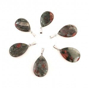 Αιματόπετρα (African Bloodstone) φυσικός ημιπολύτιμος λίθος δάκρυ κρεμαστό 20mm/ 25mm/ 30mm Δάκρυ Κρεμαστοί Λίθοι