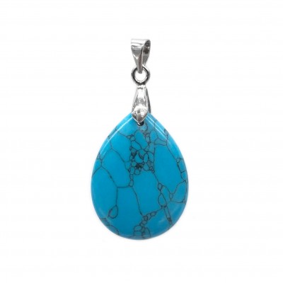 Χαολίτης μπλε (blue Howlite) φυσικός ημιπολύτιμος λίθος κρεμαστό δάκρυ 25mm
