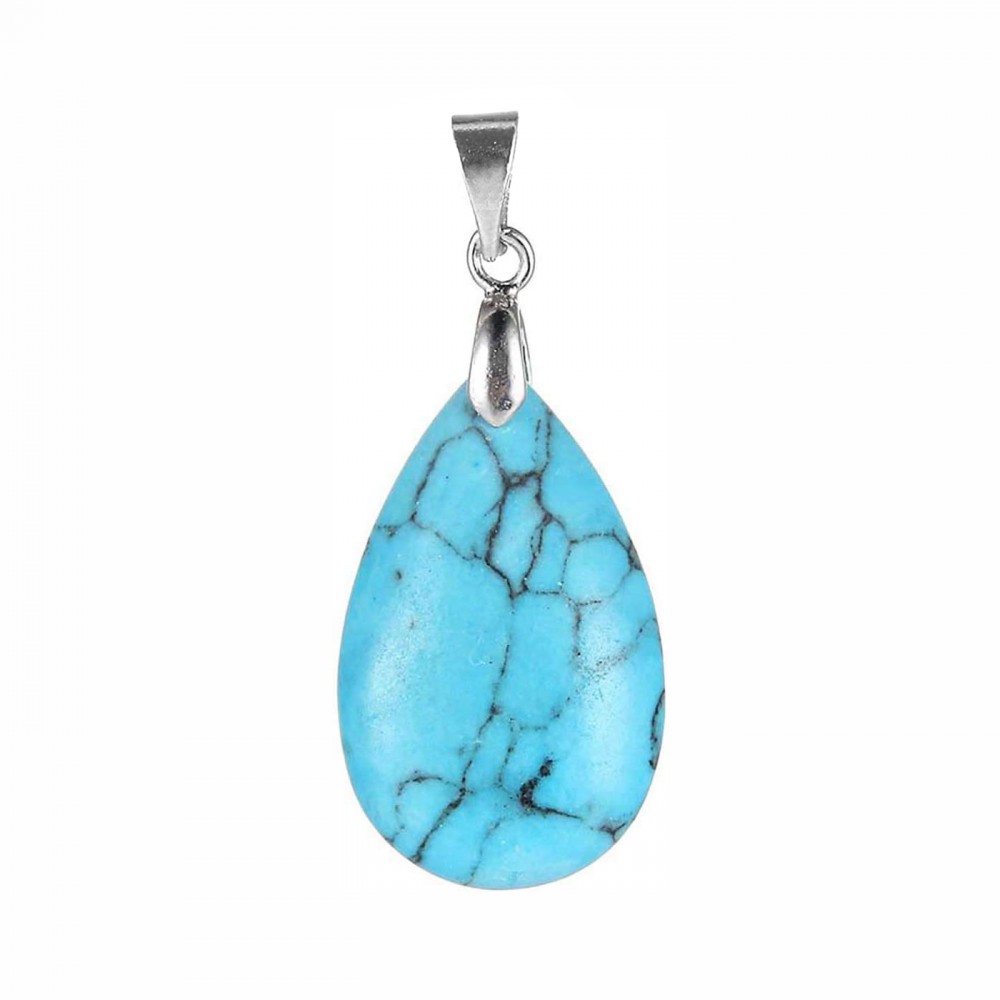 Turqoise Howlite natural semi precious stone hanging rounded teardrop 25mm/ 30mm Tear Drop Shape Stones
