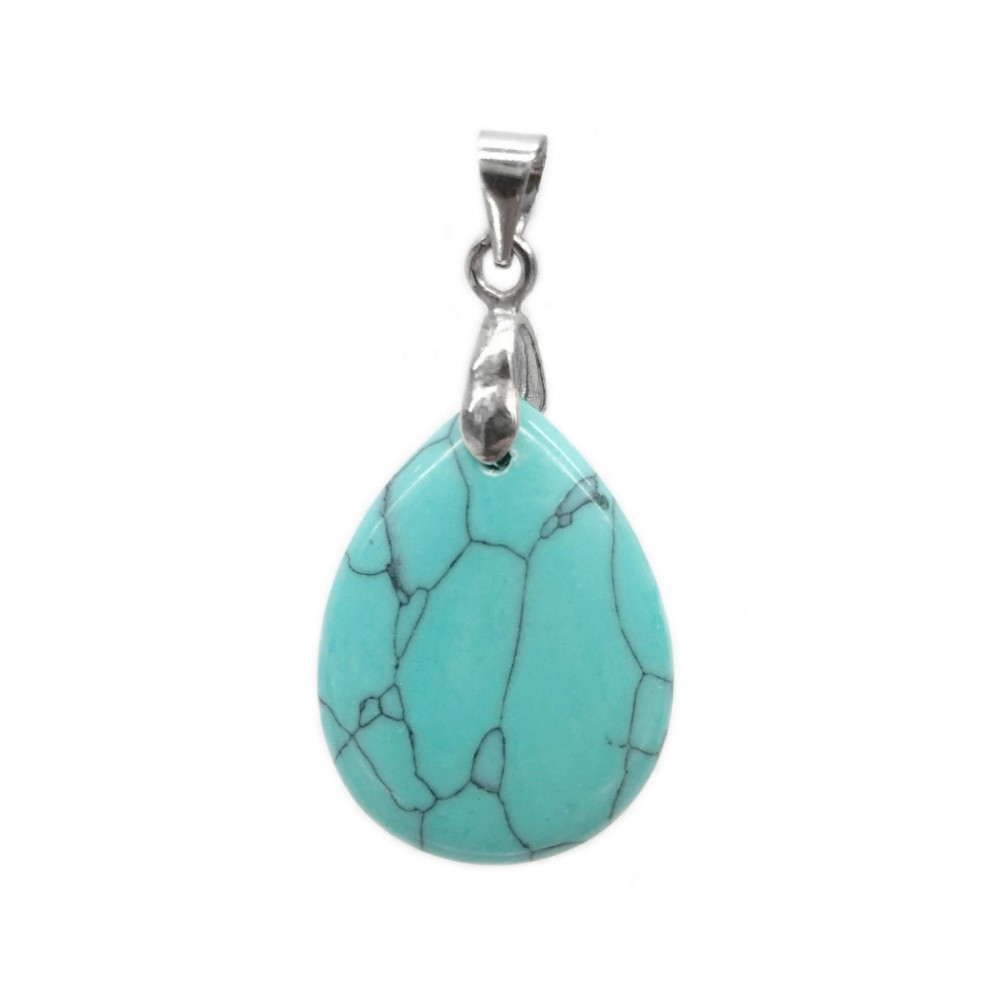 Τυρκουάζ Χαολίτης (Turqoise Howlite) φυσικός ημιπολύτιμος λίθος δάκρυ κρεμαστό 25mm Δάκρυ Κρεμαστοί Λίθοι