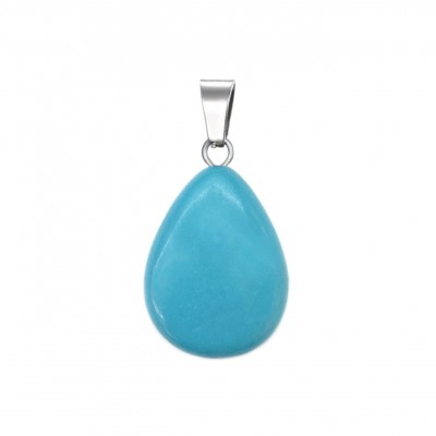 Τυρκουάζ Χαολίτης (Turqoise Howlite) φυσικός ημιπολύτιμος λίθος δάκρυ κρεμαστό 20mm
