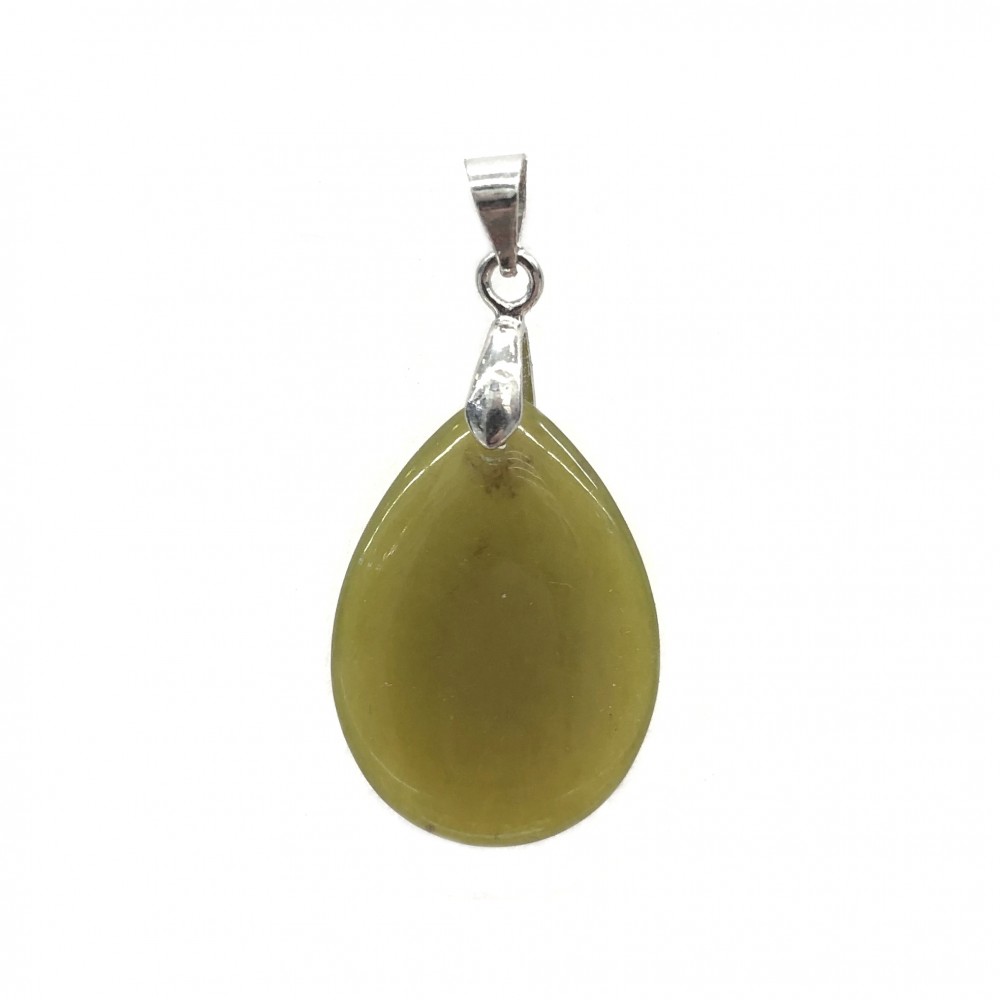 Νεφρίτης (Olive Nephrite) φυσικός ημιπολύτιμος λίθος δάκρυ κρεμαστό 25mm Δάκρυ Κρεμαστοί Λίθοι