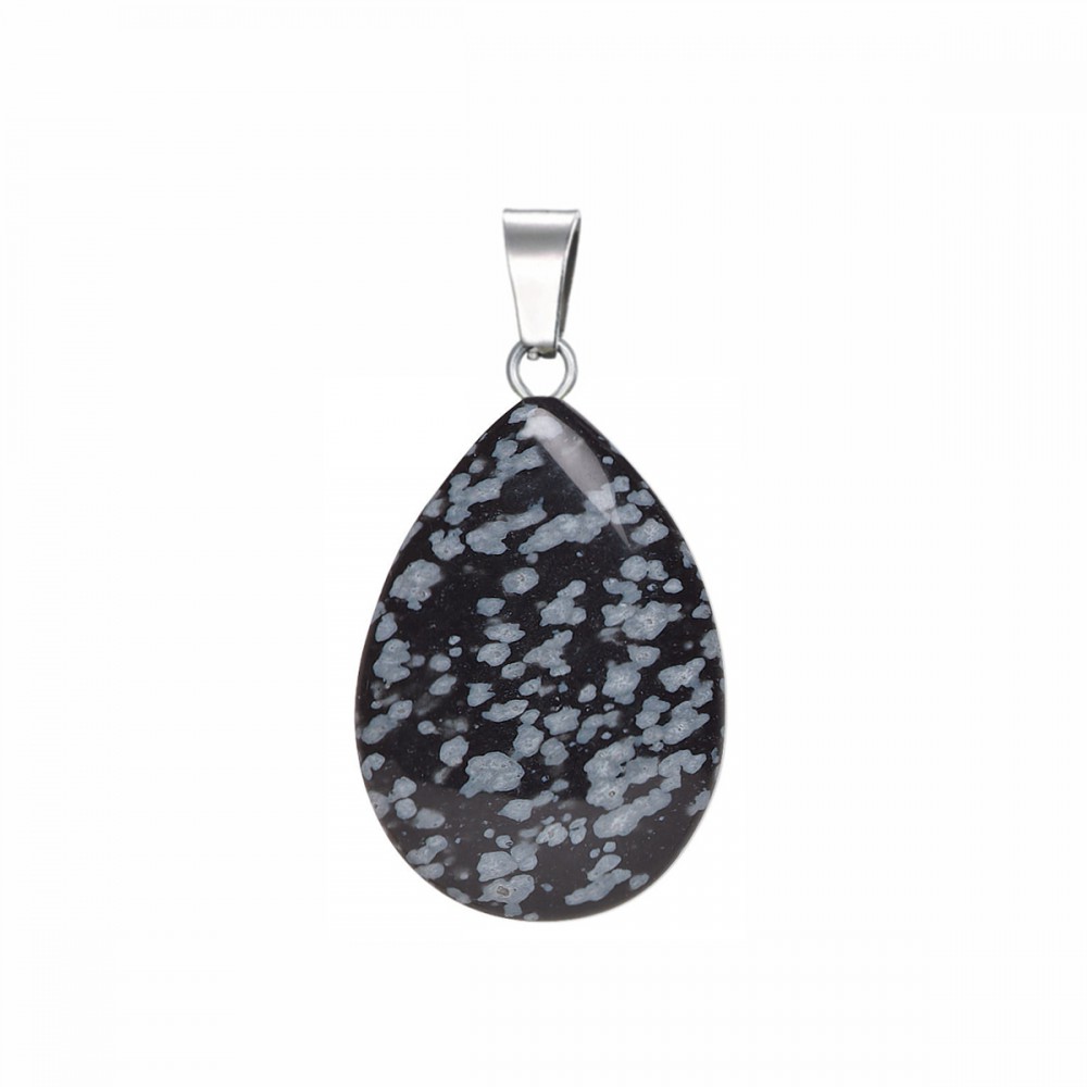 Οψιδιανός Χιονονιφάδα (Obsidian Snowflake) φυσικός ημιπολύτιμος λίθος δάκρυ κρεμαστό 20mm Δάκρυ Κρεμαστοί Λίθοι