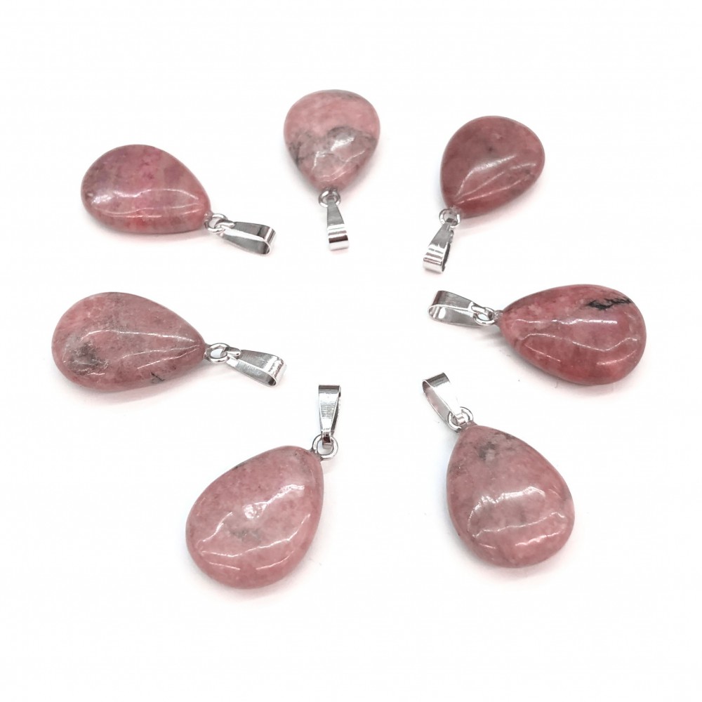 Ροδονίτης ροζ (Rhodonite) φυσικός ημιπολύτιμος λίθος δάκρυ κρεμαστό 20mm Δάκρυ Κρεμαστοί Λίθοι