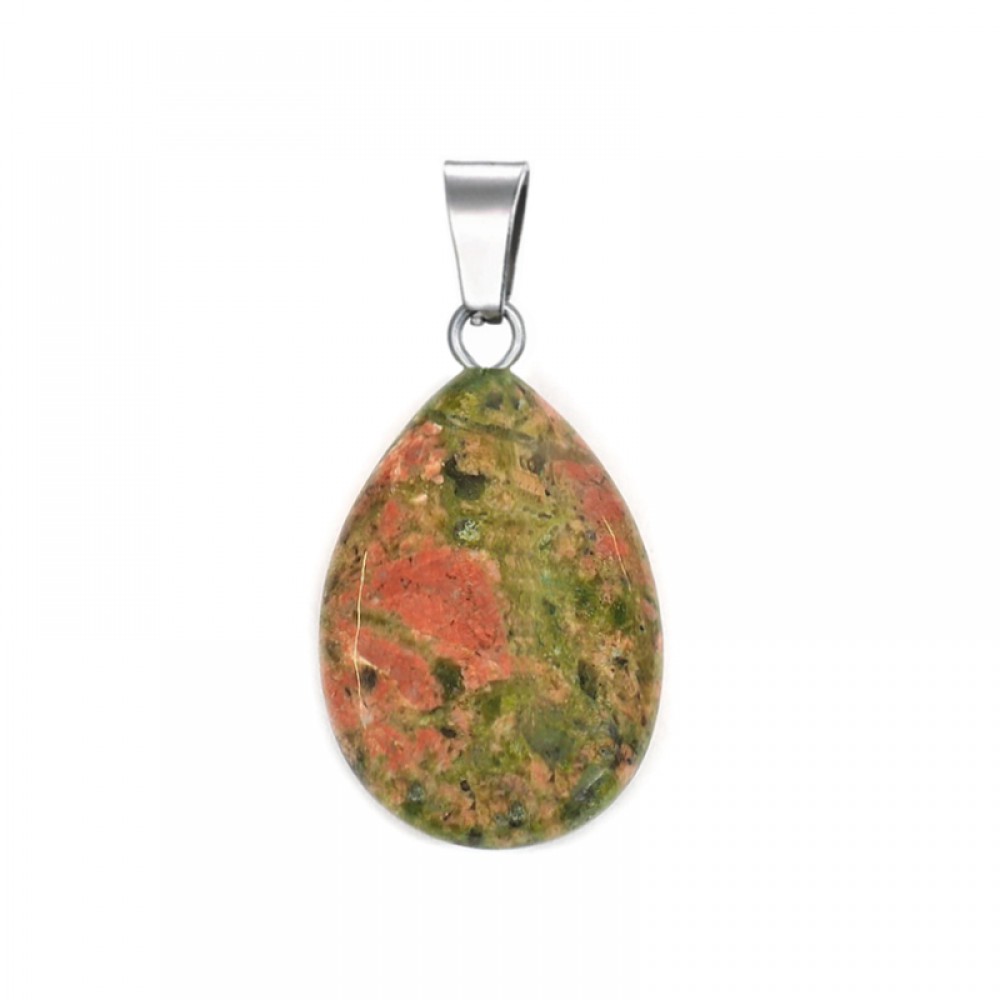 Ουνακίτης (Unakite) φυσικός ημιπολύτιμος λίθος δάκρυ κρεμαστό 20mm / 25mm Δάκρυ Κρεμαστοί Λίθοι