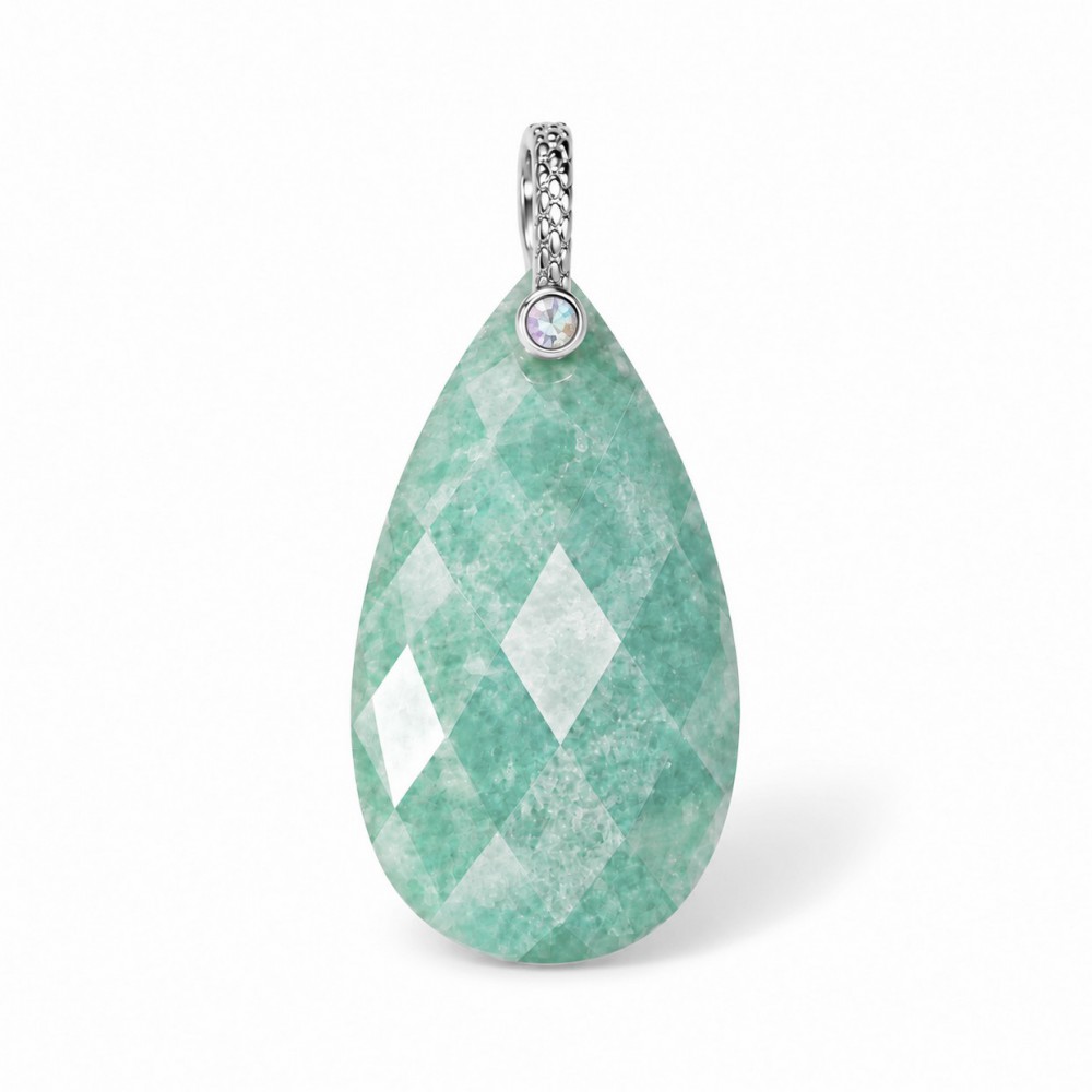 Αμαζονίτης (Amazonite) φυσικός ημιπολύτιμος λίθος κρεμαστό μακρύ δάκρυ ταγιέ με στράς 25x13mm Μακρύ Δάκρυ Ταγιέ Κρεμαστοί Λίθοι