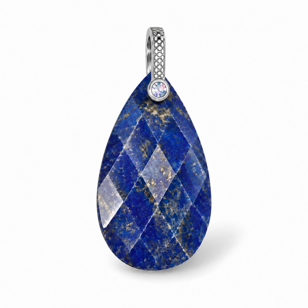 Λάπις Λάζουλι (Lapis Lazuli) φυσικός ημιπολύτιμος λίθος κρεμαστό μακρύ δάκρυ ταγιέ με στράς 25x13mm Μακρύ Δάκρυ Ταγιέ Κρεμαστοί Λίθοι