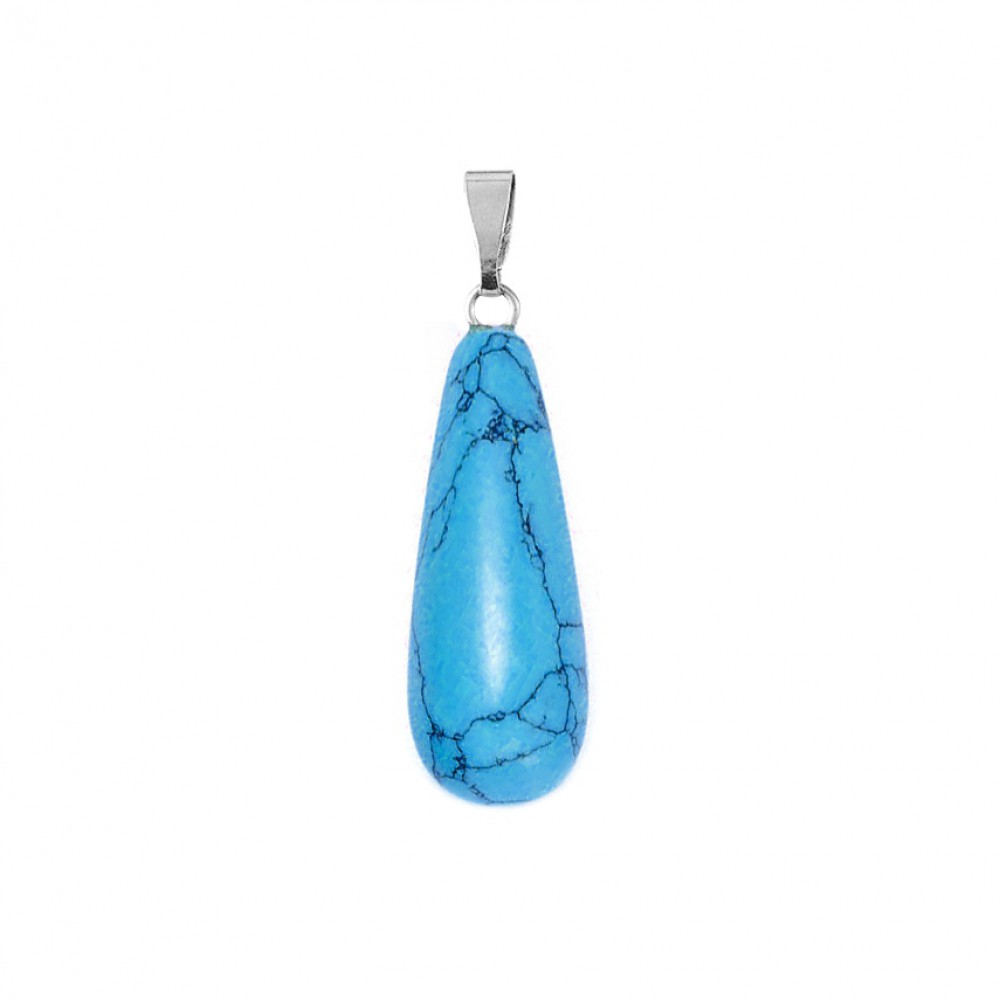 Χαολίτης μπλε (blue Howlite) φυσικός ημιπολύτιμος λίθος κρεμαστό μακρύ δάκρυ 25x10mm Μακρύ Δάκρυ Κρεμαστοί Λίθοι