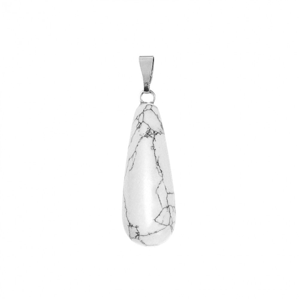 Χαολίτης λευκός (white Howlite) φυσικός ημιπολύτιμος λίθος κρεμαστό μακρύ δάκρυ 25x10mm Μακρύ Δάκρυ Κρεμαστοί Λίθοι