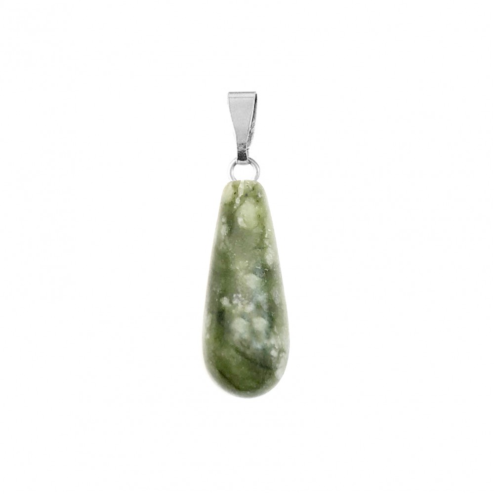 Ίασπις πράσινος (Green Jasper) φυσικός ημιπολύτιμος λίθος κρεμαστό μακρύ δάκρυ 25x10mm Μακρύ Δάκρυ Κρεμαστοί Λίθοι