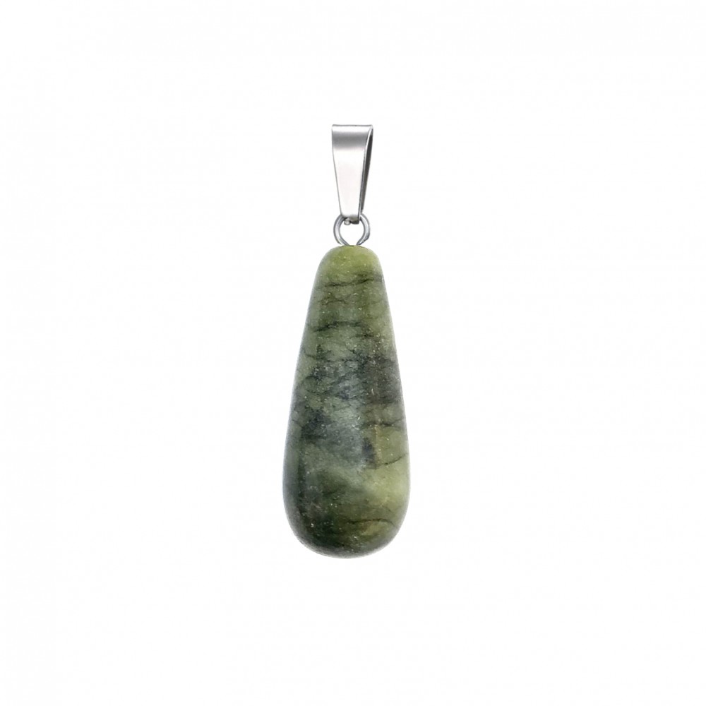 Νεφρίτης (Nephrite) φυσικός ημιπολύτιμος λίθος κρεμαστό μακρύ δάκρυ 25x10mm Μακρύ Δάκρυ Κρεμαστοί Λίθοι