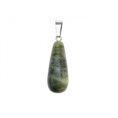 Νεφρίτης (Nephrite) φυσικός ημιπολύτιμος λίθος κρεμαστό μακρύ δάκρυ 25x10mm
