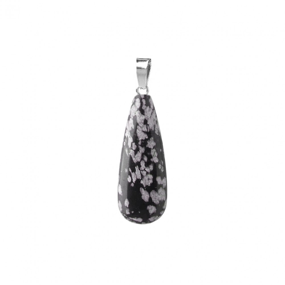 Οψιδιανός Χιονονιφάδα (Obsidian Snowflake) φυσικός ημιπολύτιμος λίθος κρεμαστό μακρύ δάκρυ 25x10mm Μακρύ Δάκρυ Κρεμαστοί Λίθοι
