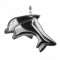Hematite natural semi precious stone hanging double dolphin 48x30mm