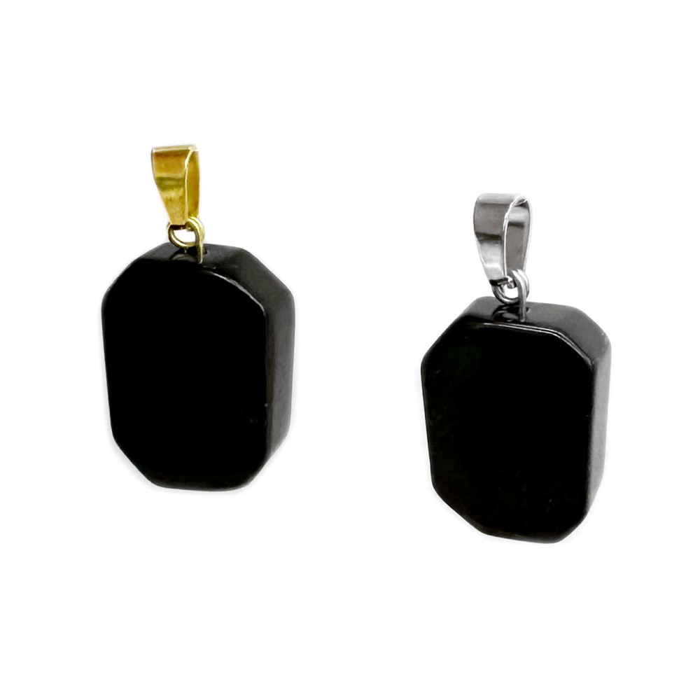 Tourmaline black natural semi precious hanging stone flat rectangle with sharp corners 18x13mm Other Shape Stones