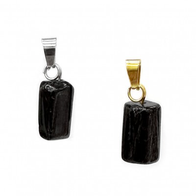 Τουρμαλίνη μαύρη (Tourmaline) φυσικός ημιπολύτιμος λίθος σωληνάκι ακανόνιστο κρεμαστό 13x7mm