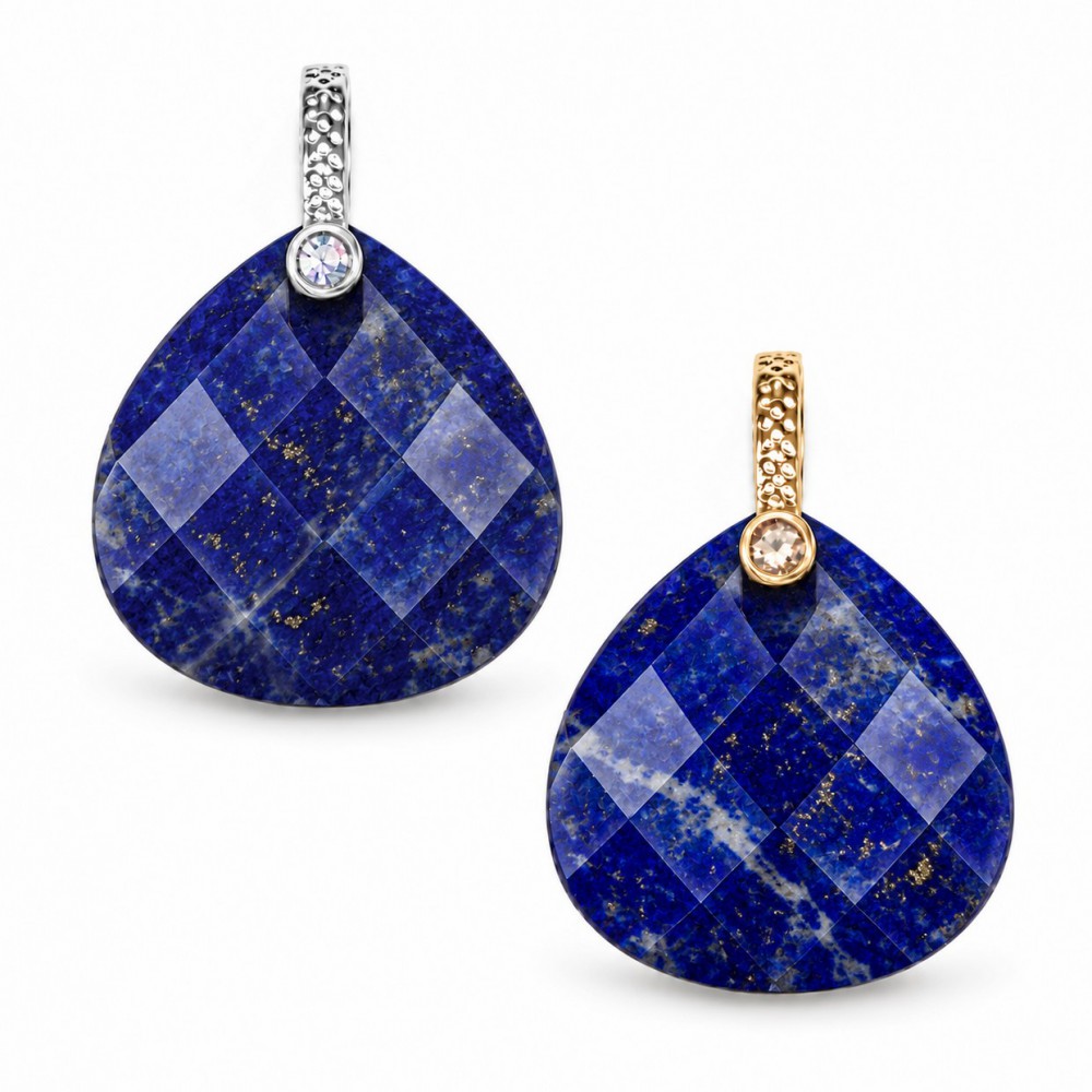 Λάπις Λάζουλι (Lapis Lazuli) φυσικός ημιπολύτιμος λίθος κρεμαστό φαρδύ δάκρυ ταγιέ με στράς 16mm Φαρδύ Δάκρυ Ταγιέ Κρεμαστοί Λίθοι
