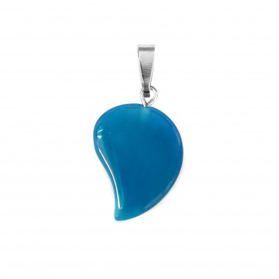 Αχάτης μπλε (Agate) φυσικός ημιπολύτιμος λίθος μισή καρδιά κρεμαστή 20x15mm