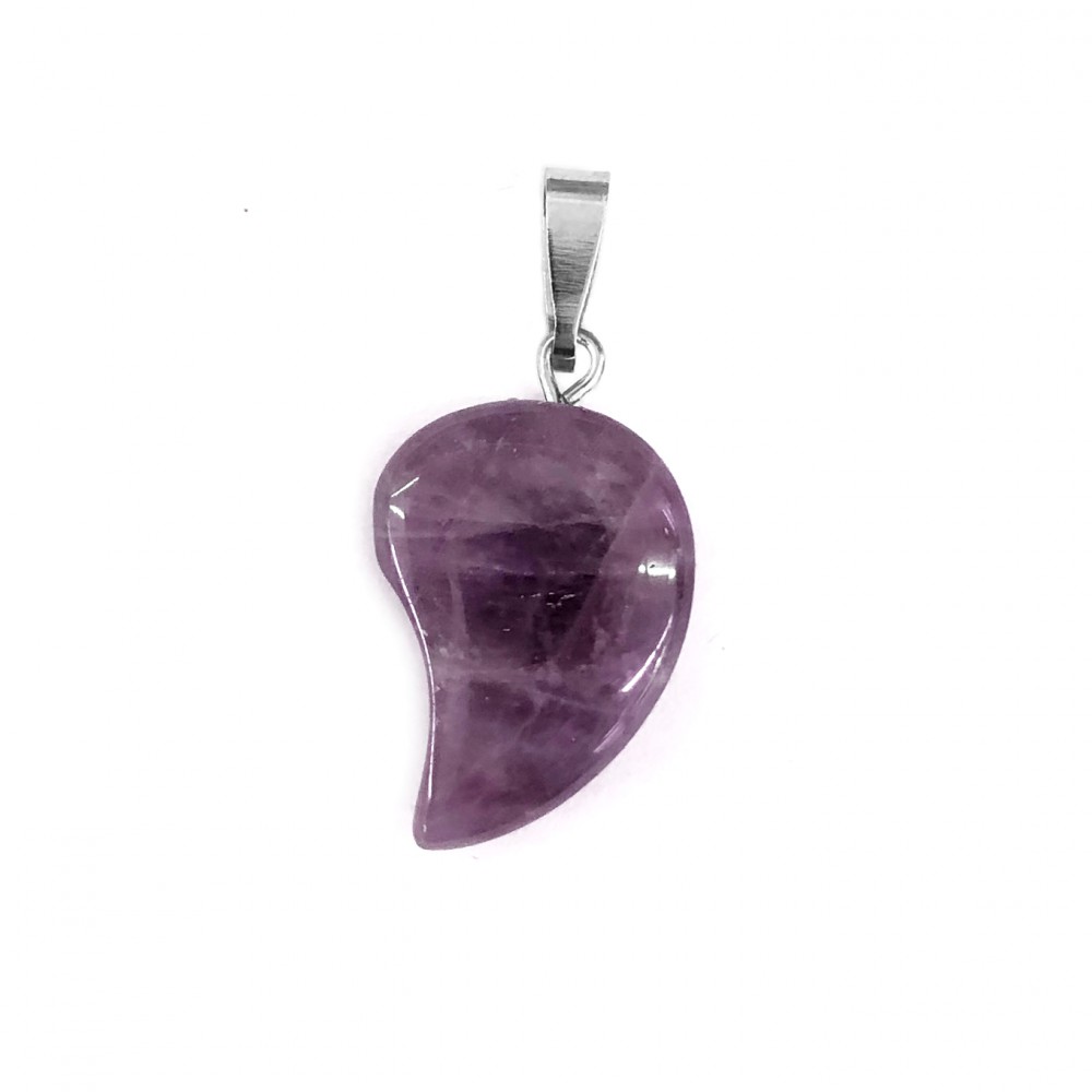 Amethyst natural semi precious stone hanging half heart 20x15mm Half Heart Shape Stones