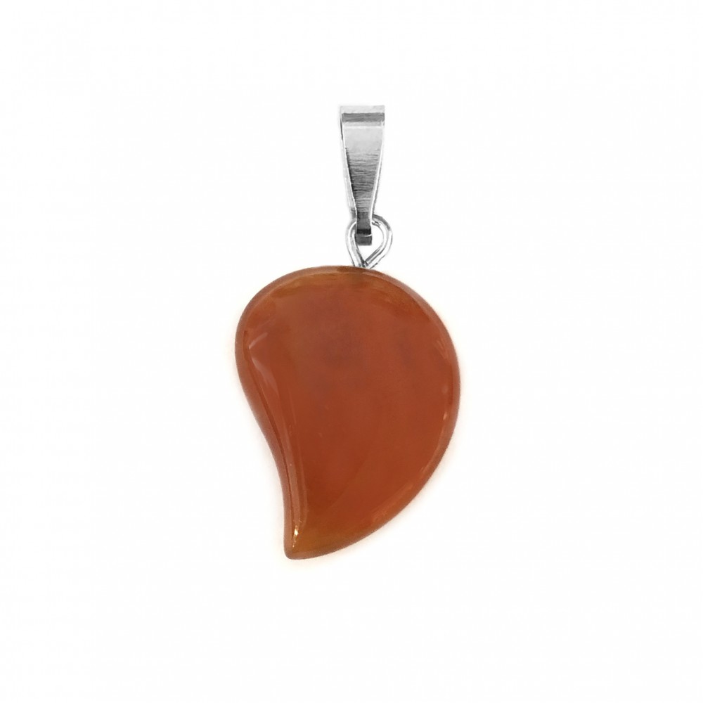 Κορνεόλη (Carnelian) φυσικός ημιπολύτιμος λίθος μισή καρδιά κρεμαστή 20x15mm Μισή Καρδιά Κρεμαστοί Λίθοι