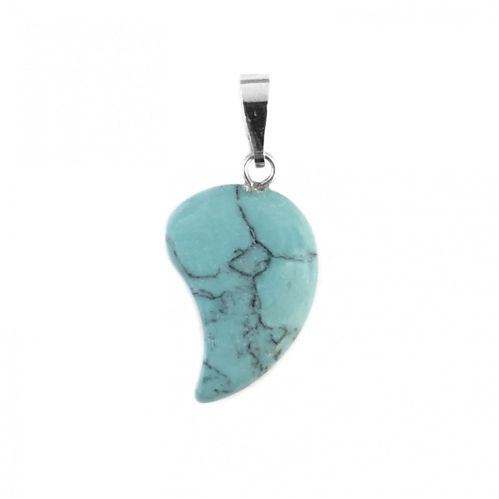 Τυρκουάζ Χαολίτης (Turqoise Howlite) φυσικός ημιπολύτιμος λίθος μισή καρδιά κρεμαστή 20x15mm Μισή Καρδιά Κρεμαστοί Λίθοι