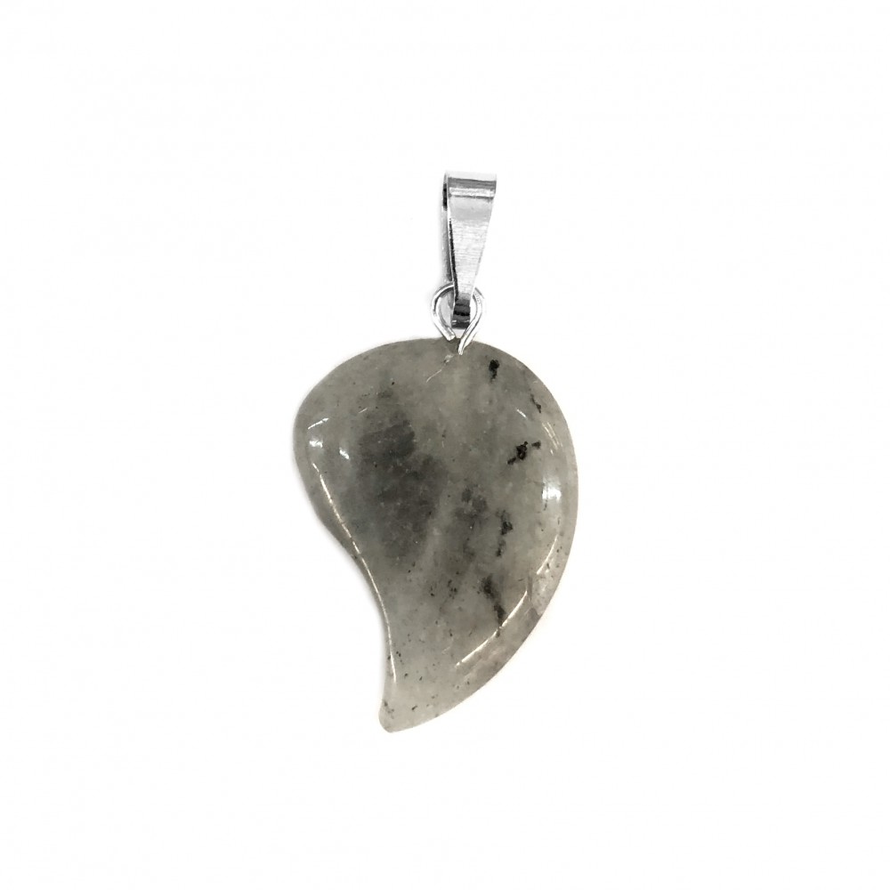 Λαμπραντορίτης (Labradorite) φυσικός ημιπολύτιμος λίθος μισή καρδιά κρεμαστή 20x15mm Μισή Καρδιά Κρεμαστοί Λίθοι