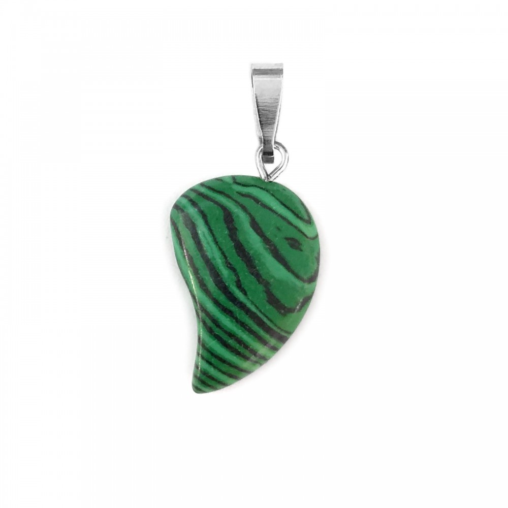 Malachite green natural semi precious stone hanging half heart 20x15mm Half Heart Shape Stones