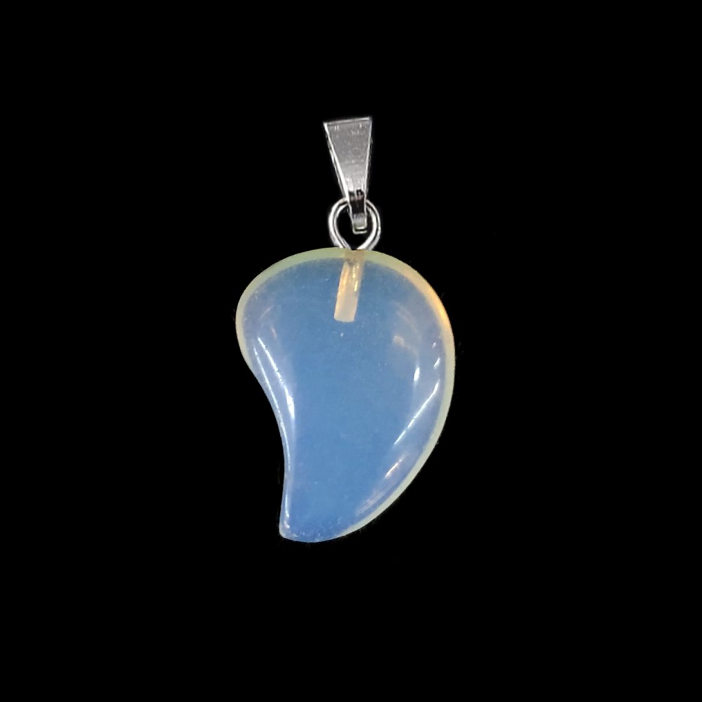 Φεγγαρόπετρα (Moonstone) πέτρα μισή καρδιά κρεμαστή 20x15mm Μισή Καρδιά Κρεμαστοί Λίθοι