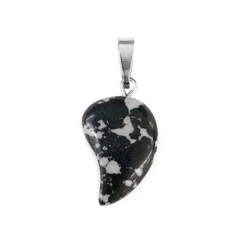 Obsidian Snowflake natural semi precious stone hanging half heart 20x15mm Half Heart Shape Stones