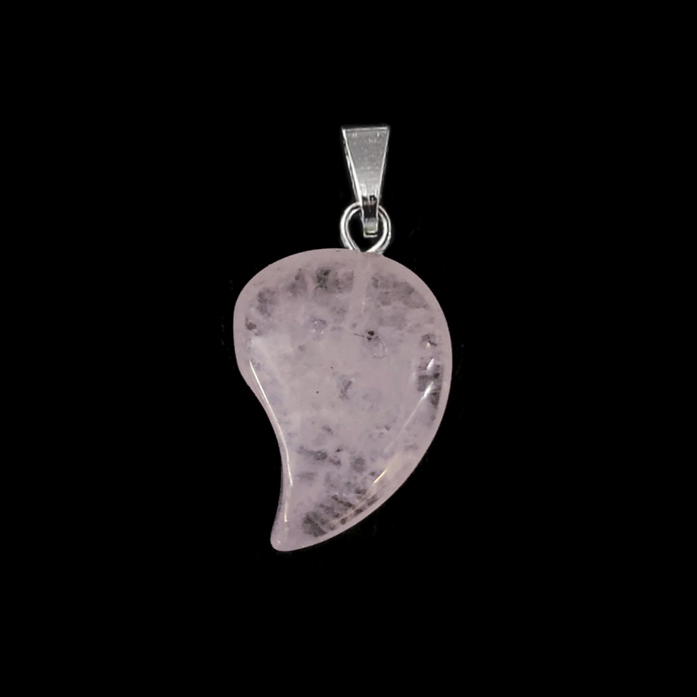 Χαλαζίας ροζ (Rose Quartz) φυσικός ημιπολύτιμος λίθος μισή καρδιά κρεμαστή 20x15mm Μισή Καρδιά Κρεμαστοί Λίθοι