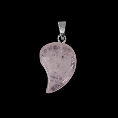 Χαλαζίας ροζ (Rose Quartz) φυσικός ημιπολύτιμος λίθος μισή καρδιά κρεμαστή 20x15mm