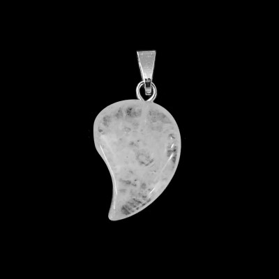 Χαλαζίας λευκός (White Quartz) φυσικός ημιπολύτιμος λίθος μισή καρδιά κρεμαστή 20x15mm