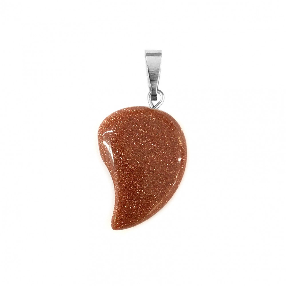 Χρυσόλιθος (gold Sandstone) φυσικός ημιπολύτιμος λίθος μισή καρδιά κρεμαστή 20x15mm Μισή Καρδιά Κρεμαστοί Λίθοι
