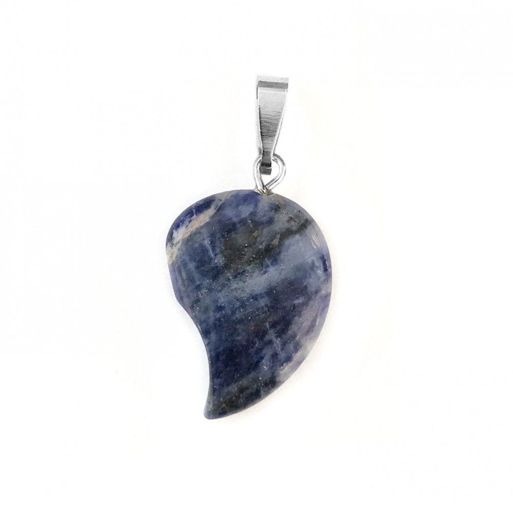 Σοδαλίτης (Sodalite) φυσικός ημιπολύτιμος λίθος μισή καρδιά κρεμαστή 20x15mm Μισή Καρδιά Κρεμαστοί Λίθοι