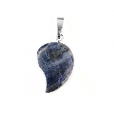 Σοδαλίτης (Sodalite) φυσικός ημιπολύτιμος λίθος μισή καρδιά κρεμαστή 20x15mm