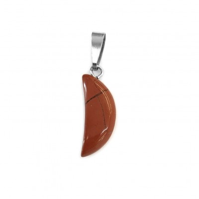 Ίασπις κόκκινος (Red Jasper) φυσικός ημιπολύτιμος λίθος μισοφέγγαρο κρεμαστό 20x8mm