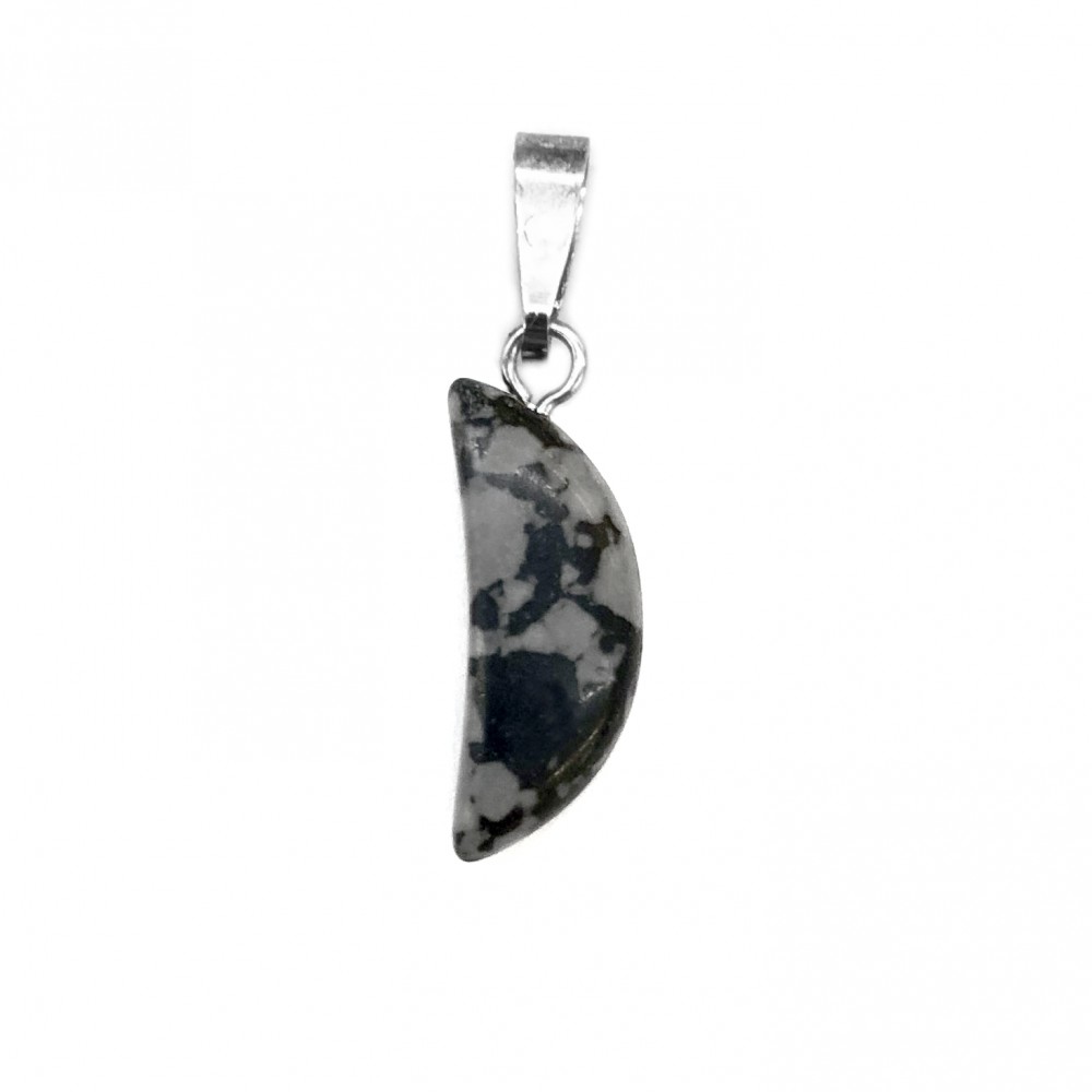 Οψιδιανός Χιονονιφάδα (Obsidian Snowflake) φυσική ημιπολύτιμη πέτρα κρεμαστή