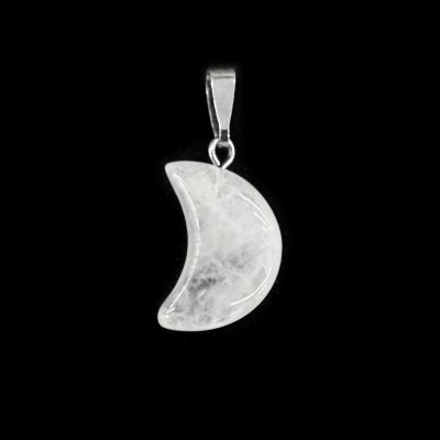 Χαλαζίας λευκός (White Quartz) φυσικός ημιπολύτιμος λίθος μισοφέγγαρο κρεμαστό 19x14mm