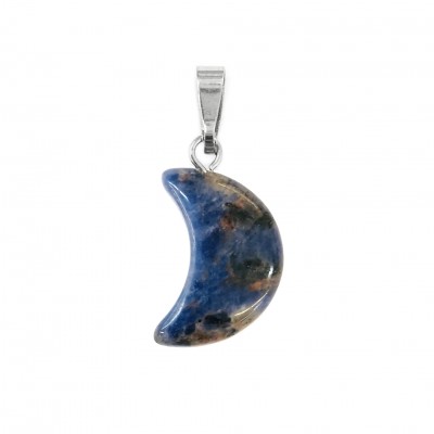 Σοδαλίτης (Sodalite) φυσικός ημιπολύτιμος λίθος μισοφέγγαρο κρεμαστό 19x14mm