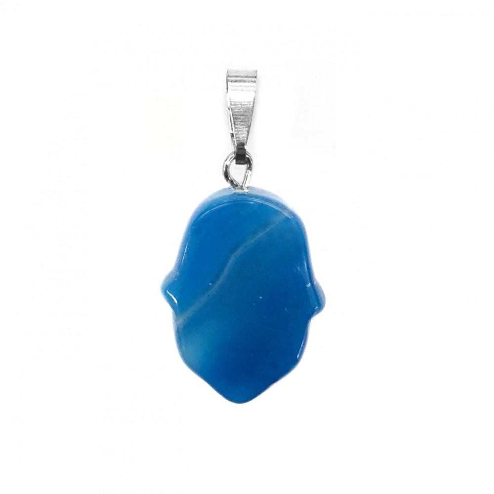 Αχάτης μπλε (Agate) φυσικός ημιπολύτιμος λίθος κρεμαστό Hamsa 20x15mm Hamsa Κρεμαστοί Λίθοι