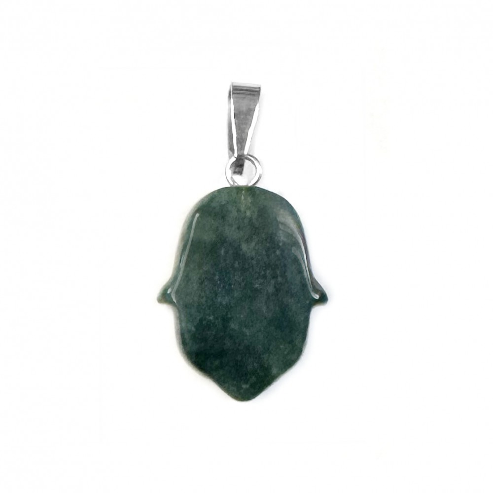 Αχάτης Βρυώδης (Moss Grass Agate) φυσικός ημιπολύτιμος λίθος κρεμαστό Hamsa 20x15mm Hamsa Κρεμαστοί Λίθοι
