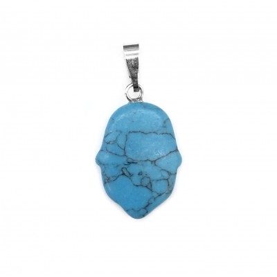 Χαολίτης μπλε (blue Howlite) φυσικός ημιπολύτιμος λίθος κρεμαστό Hamsa 20x15mm