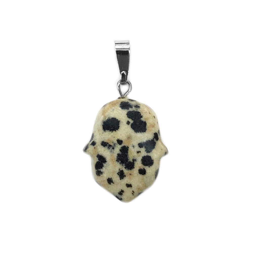 Ίασπις Δαλματίας (Dalmatian Jasper) φυσικός ημιπολύτιμος λίθος κρεμαστό Hamsa 20x15mm Hamsa Κρεμαστοί Λίθοι