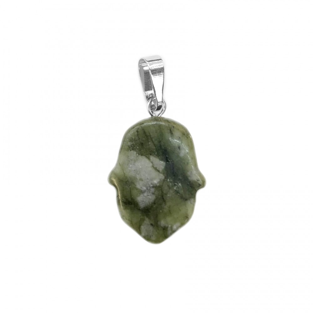Ίασπις πράσινος (Green Jasper) φυσικός ημιπολύτιμος λίθος κρεμαστό Hamsa 20x15mm Μακρύ Δάκρυ Κρεμαστοί Λίθοι